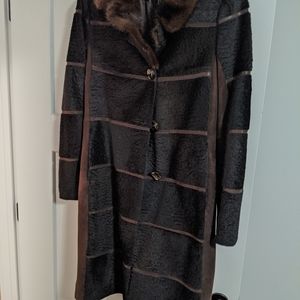 Mink and lamb mid length women's coat